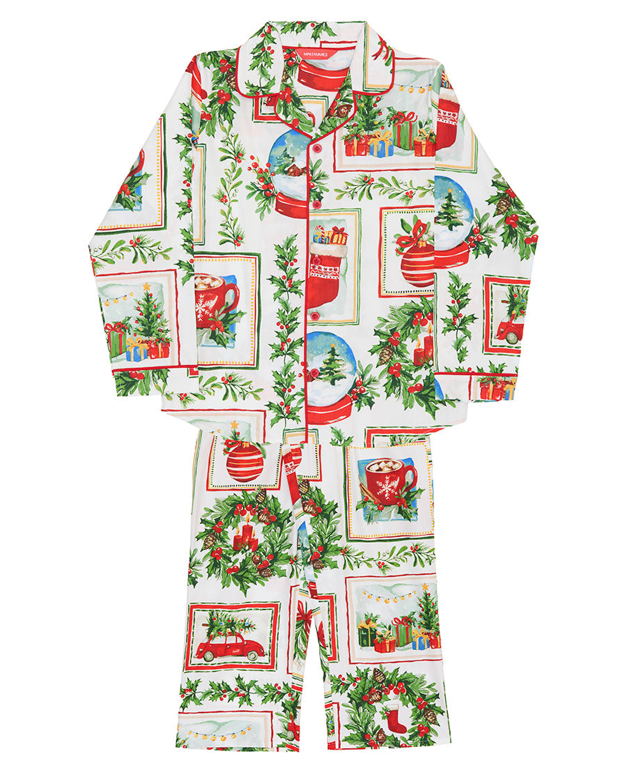 Kids Unisex Christmas Postcard Print Pyjama Set