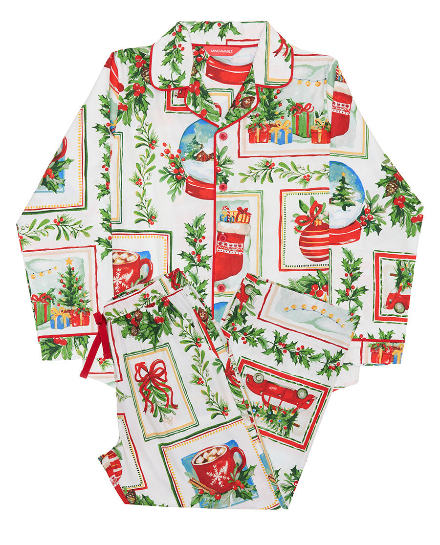 Kids Unisex Christmas Postcard Print Pyjama Set