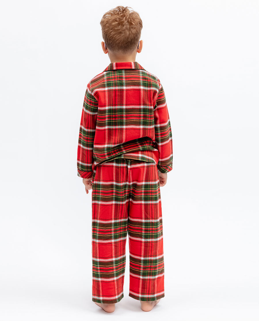Kids Red Unisex Brushed Check Pyjama Set