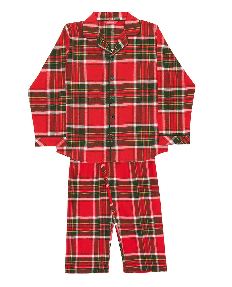 Kids Red Unisex Brushed Check Pyjama Set
