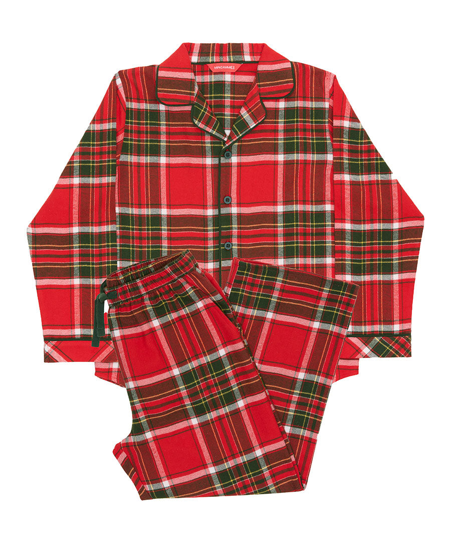 Kids Red Unisex Brushed Check Pyjama Set