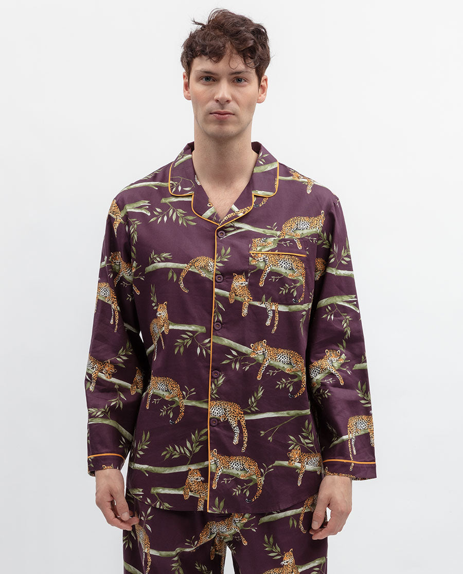 Wild Slumber Mens Leopard Print Pyjama Top