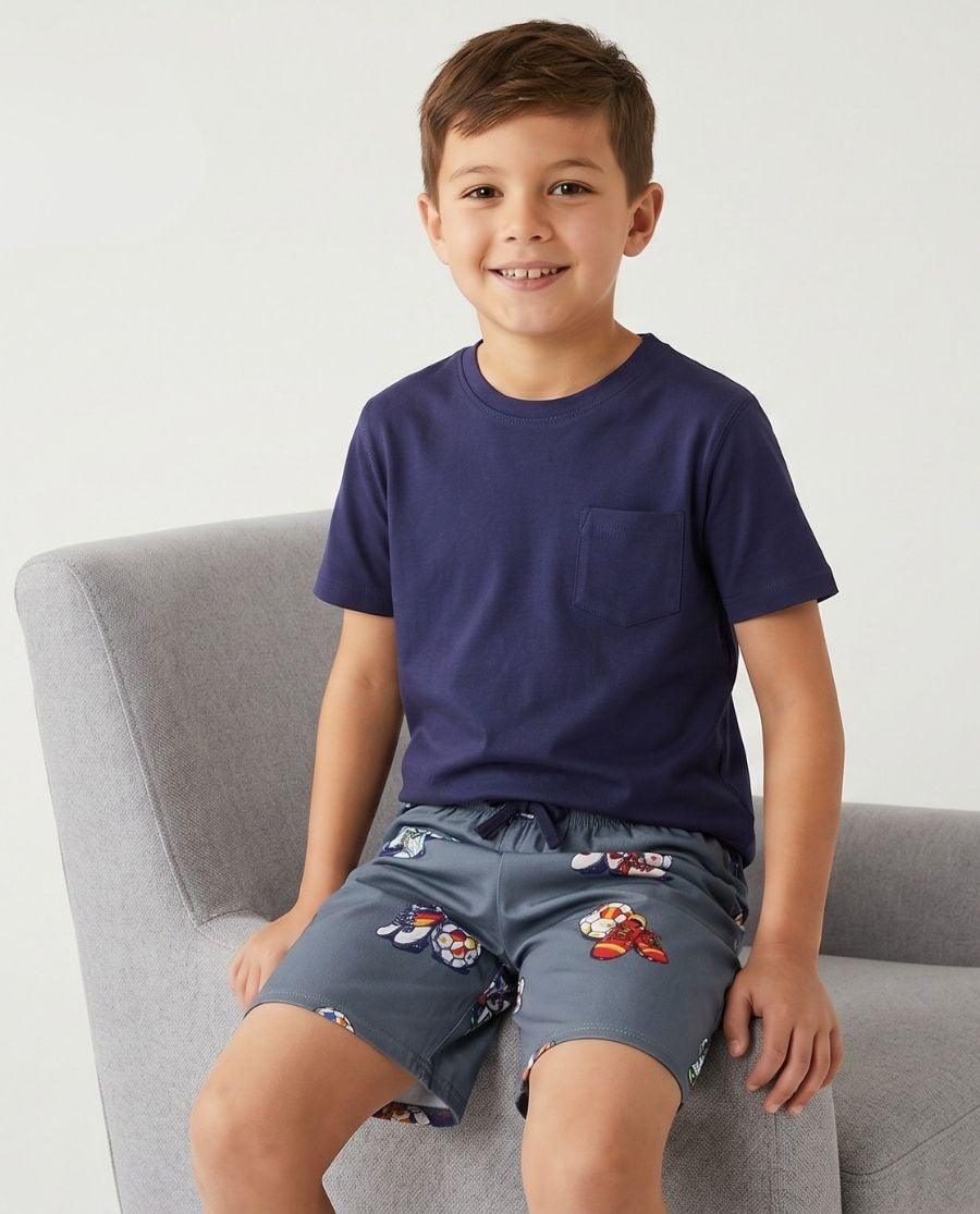 Striker Boys Jersey T-shirt and Football Print Shorty Set