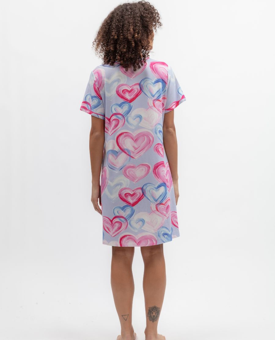 Chloe Womens Heart Printed Jersey Minishirt