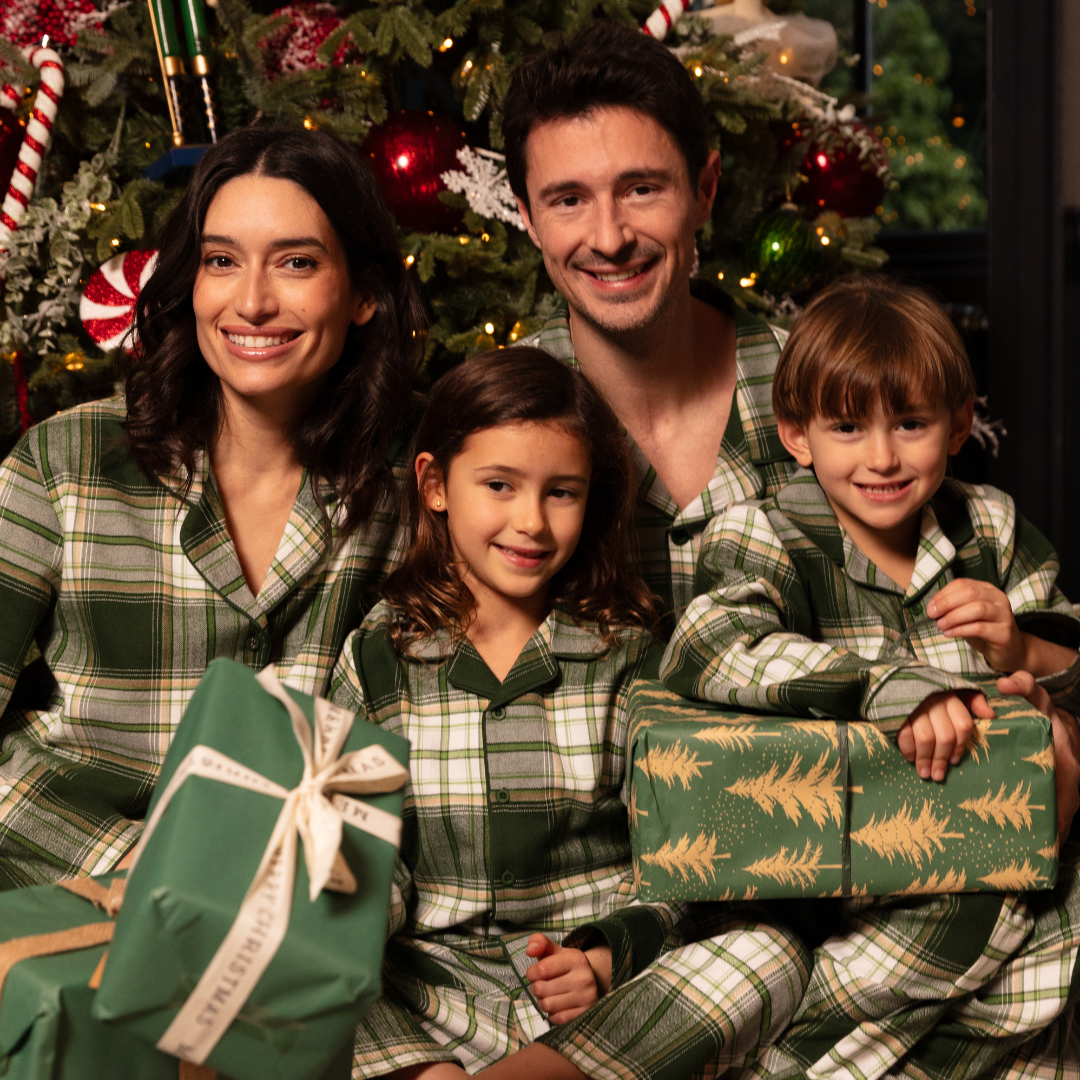 MyFav Weihnachts Schlafanzug Set - Familien Pyjamas Mit Hirsch Design