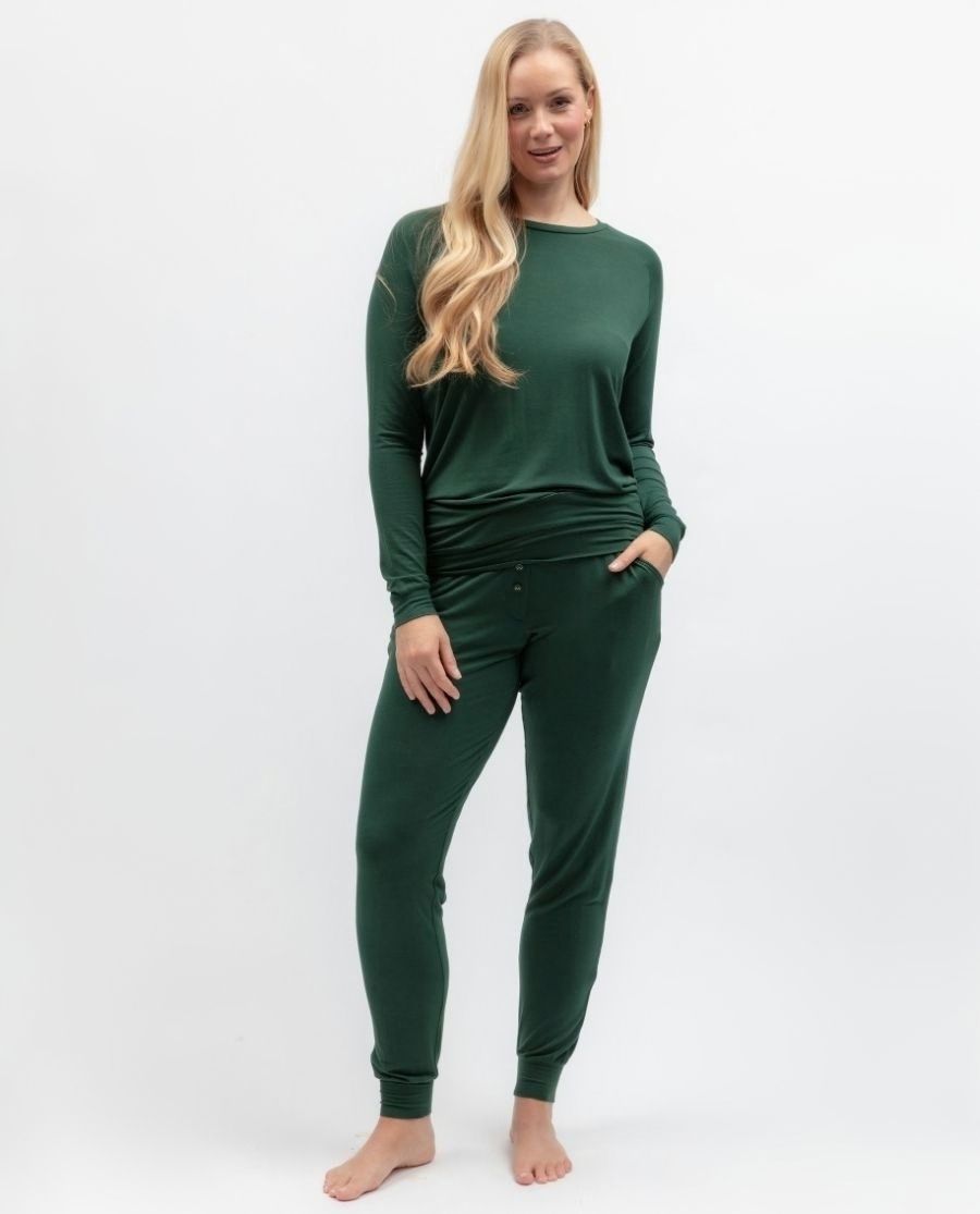Womens Green Slouch Jersey Pyjama Set