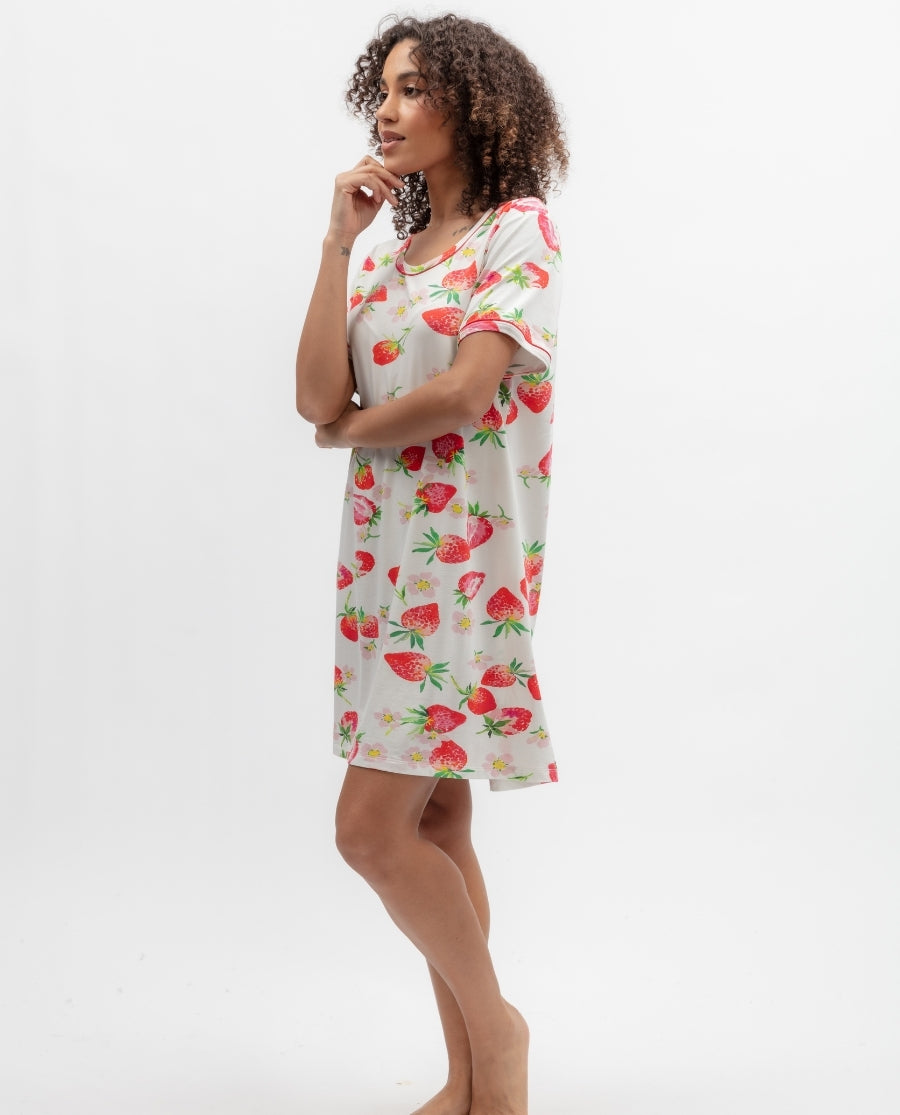Pippa Womens Strawberry Printed Jersey Minishirt