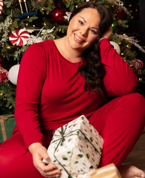 Blaze Womens Red Slouch Jersey Pyjama Set