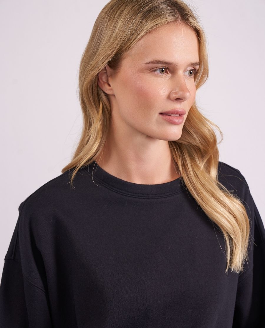 Womens Black Lounge Crew-Neck and Joggers Set