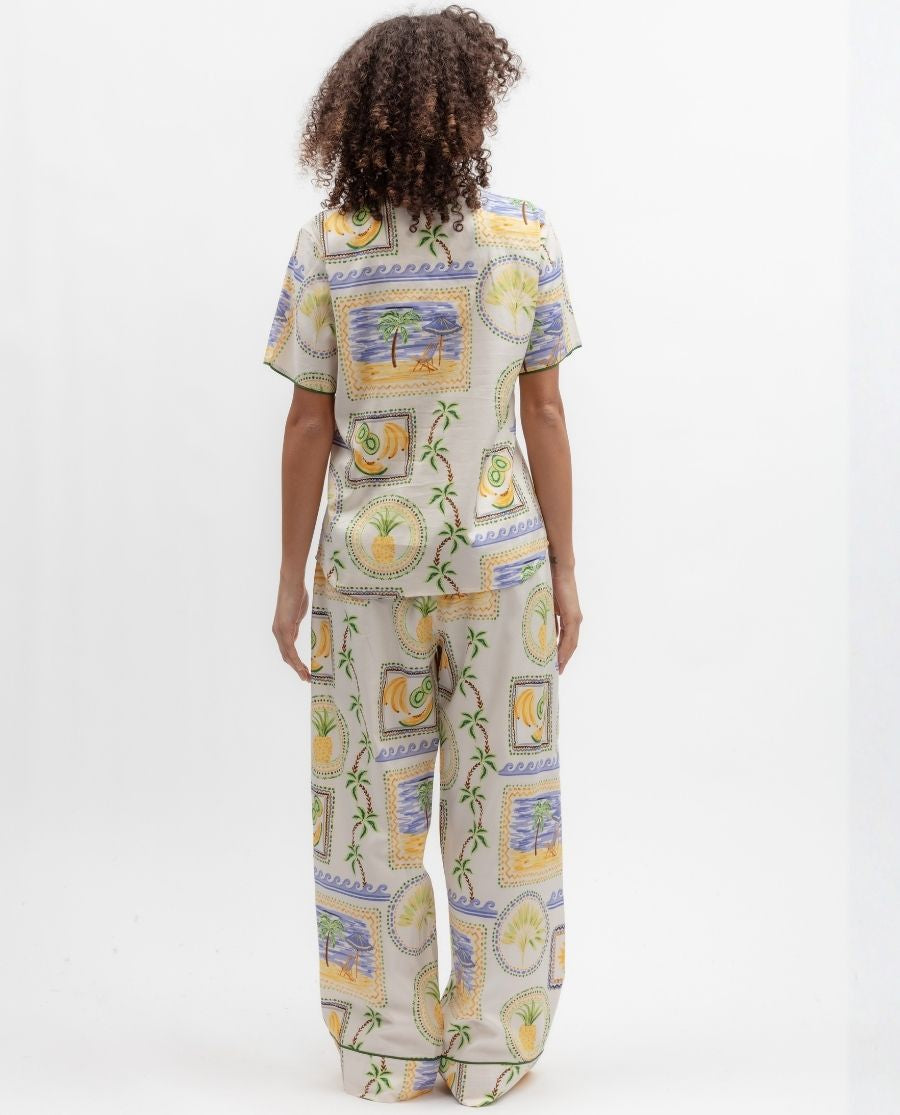 Cora Womens Postcard Print Pyjama Top