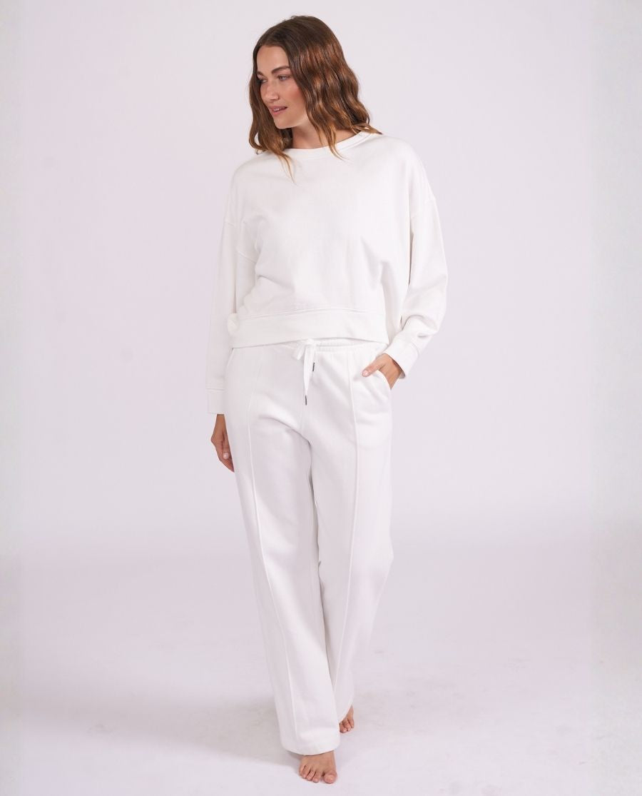 Womens White Lounge Crew-Neck and Joggers Set