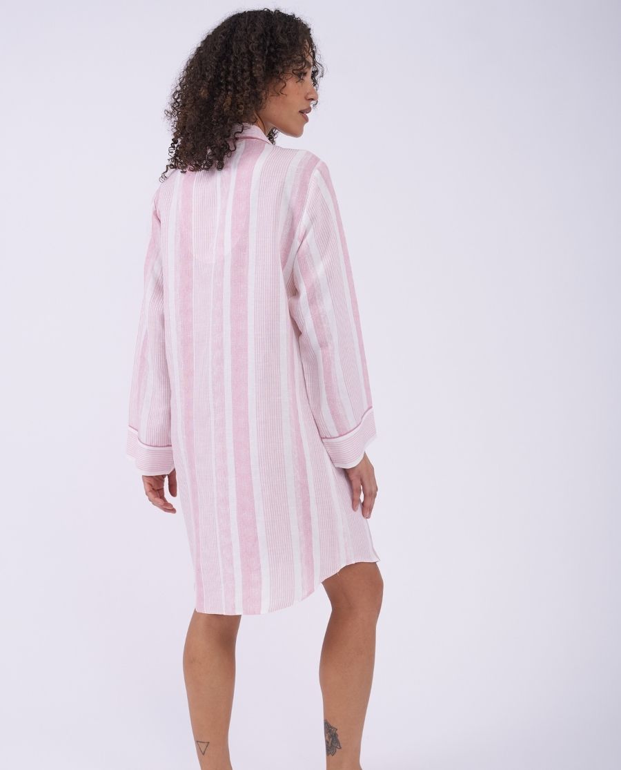 The Linen Edit Womens Printed Stripe Nightshirt
