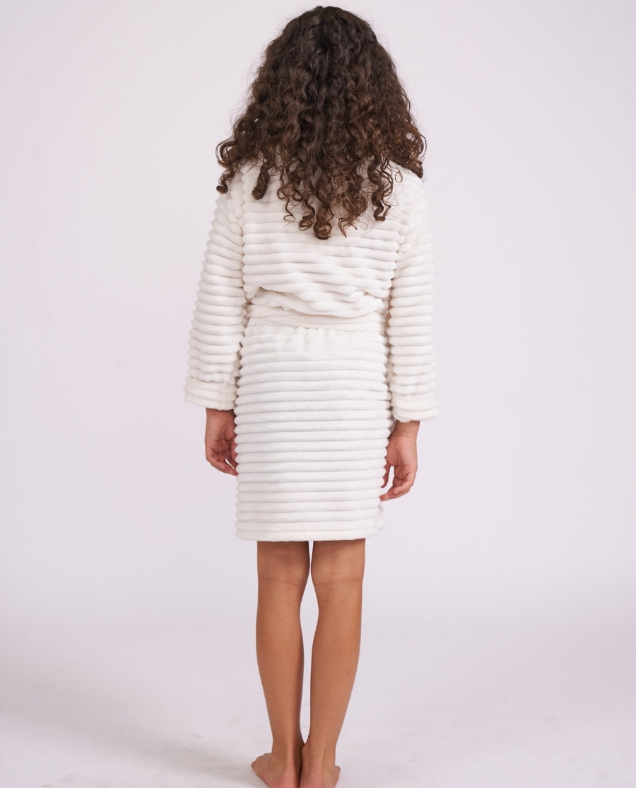 Girls Striped Cream Cosy Dressing Gown