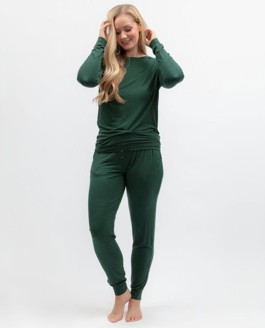 Womens Green Slouch Jersey Pyjama Set