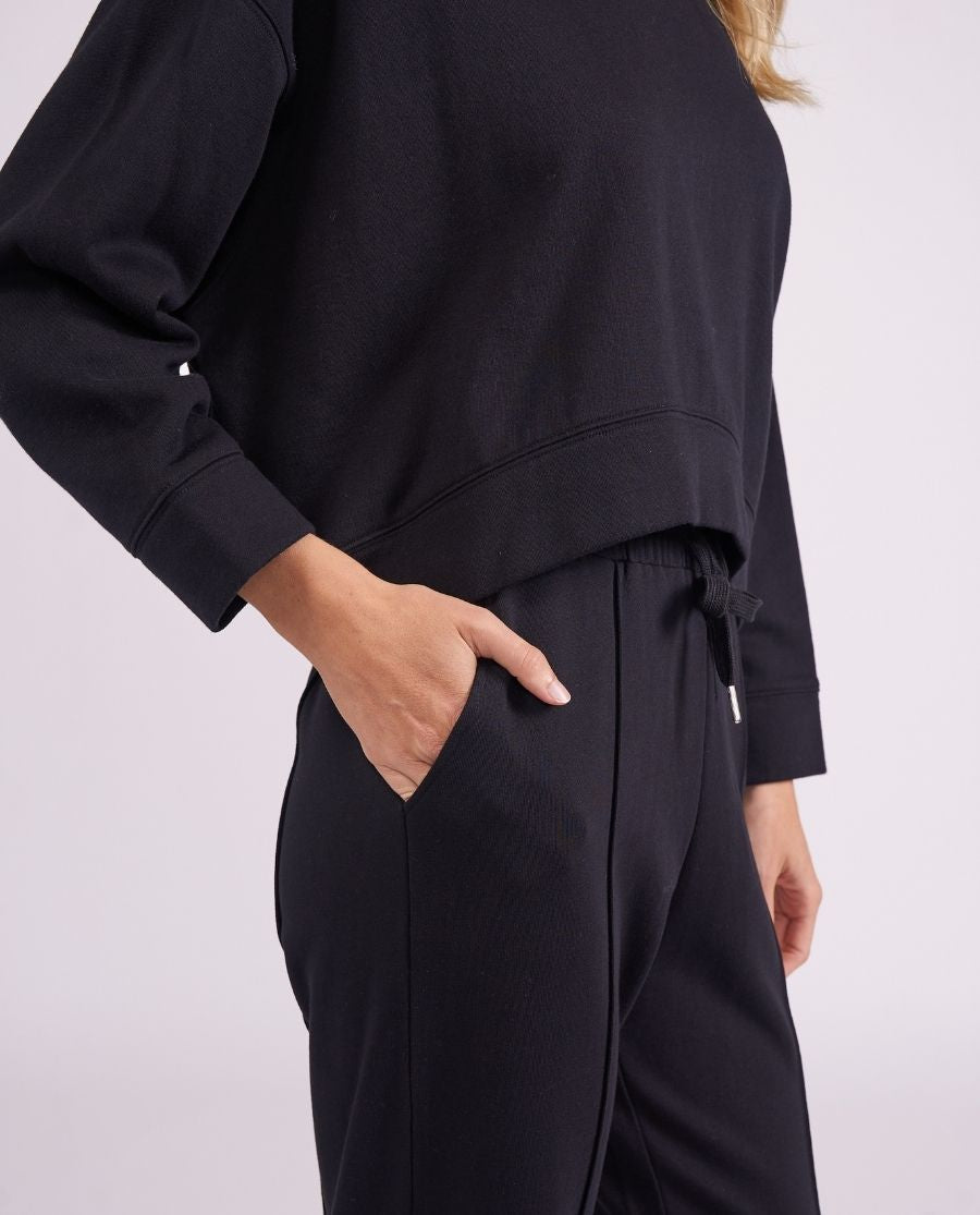Womens Black Lounge Crew-Neck and Joggers Set