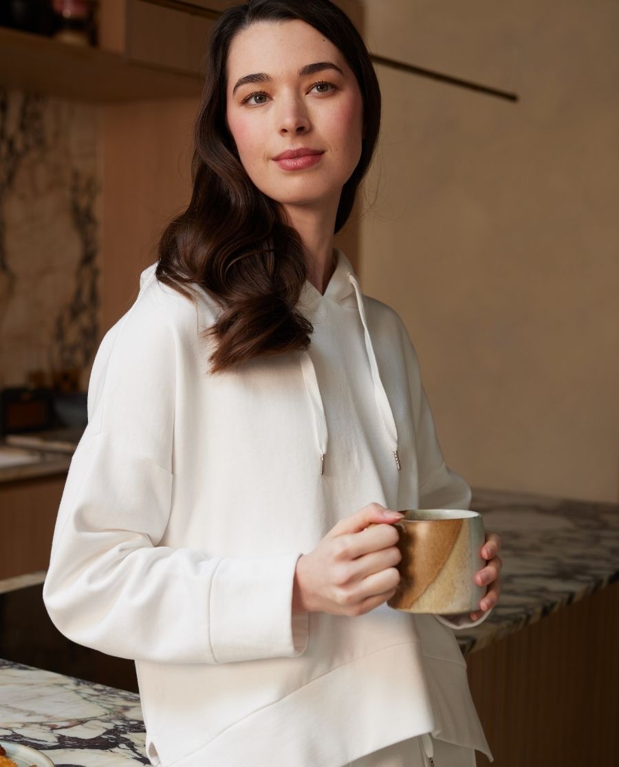 Womens White Lounge Hoodie and Joggers Set