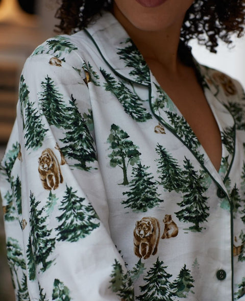 Fern Womens White Alpine Print Wide Leg Pyjama Set