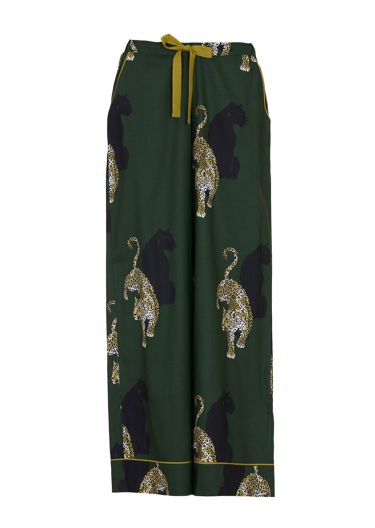 Olive Womens Leopard Print Wide Leg Pyjama Bottoms