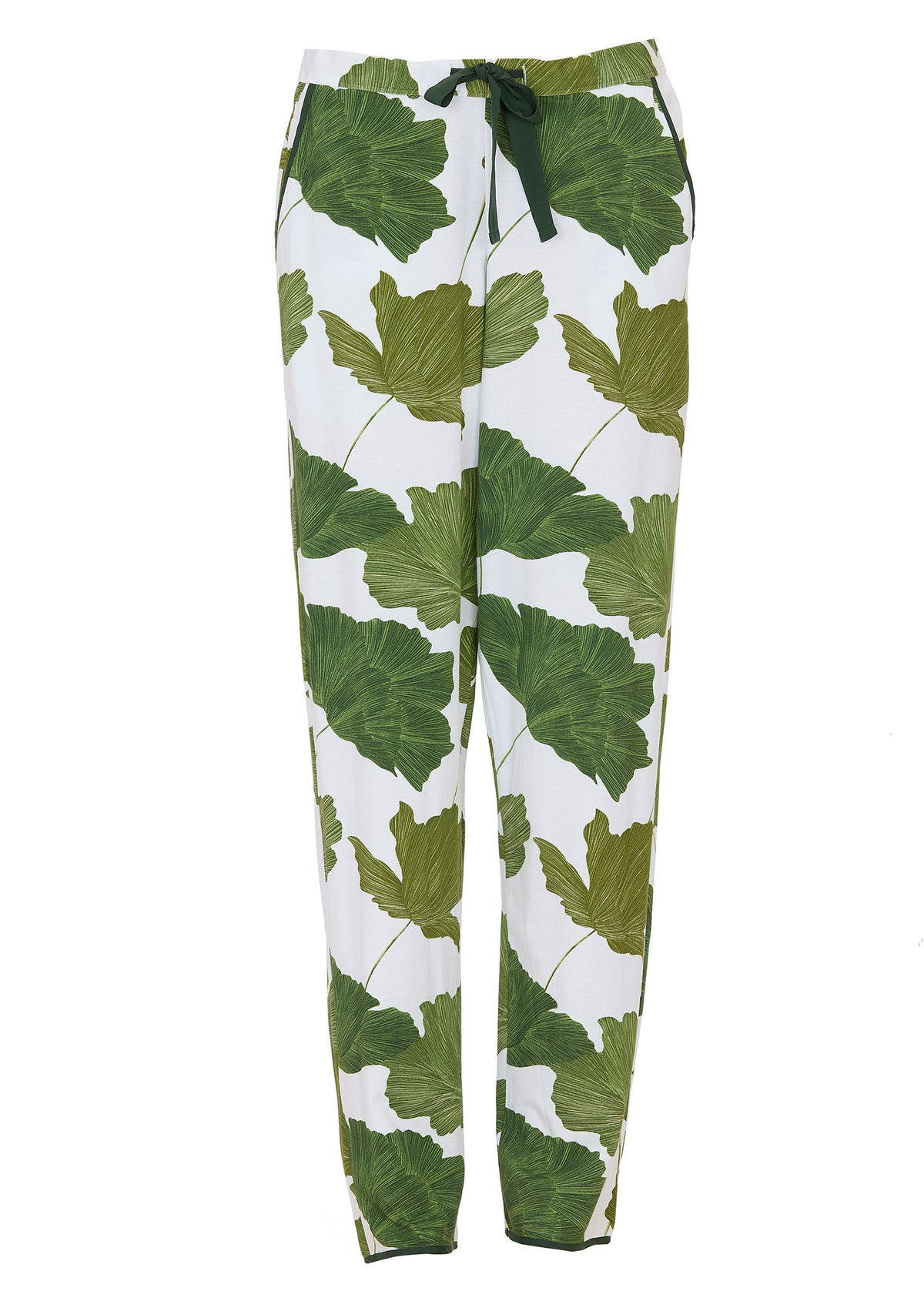 Olive Womens Leaf Printed Jersey Pyjama Bottoms