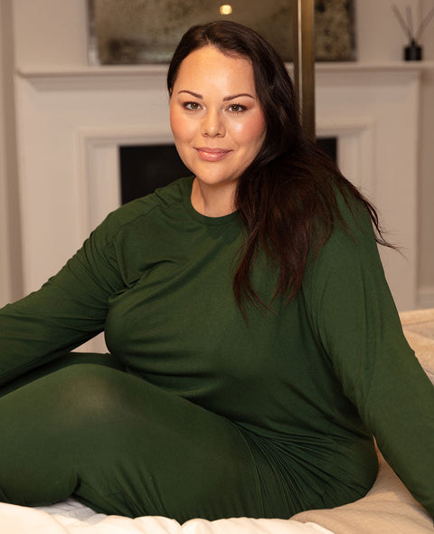 Olive Green Womens Slouch Jersey Pyjama Set