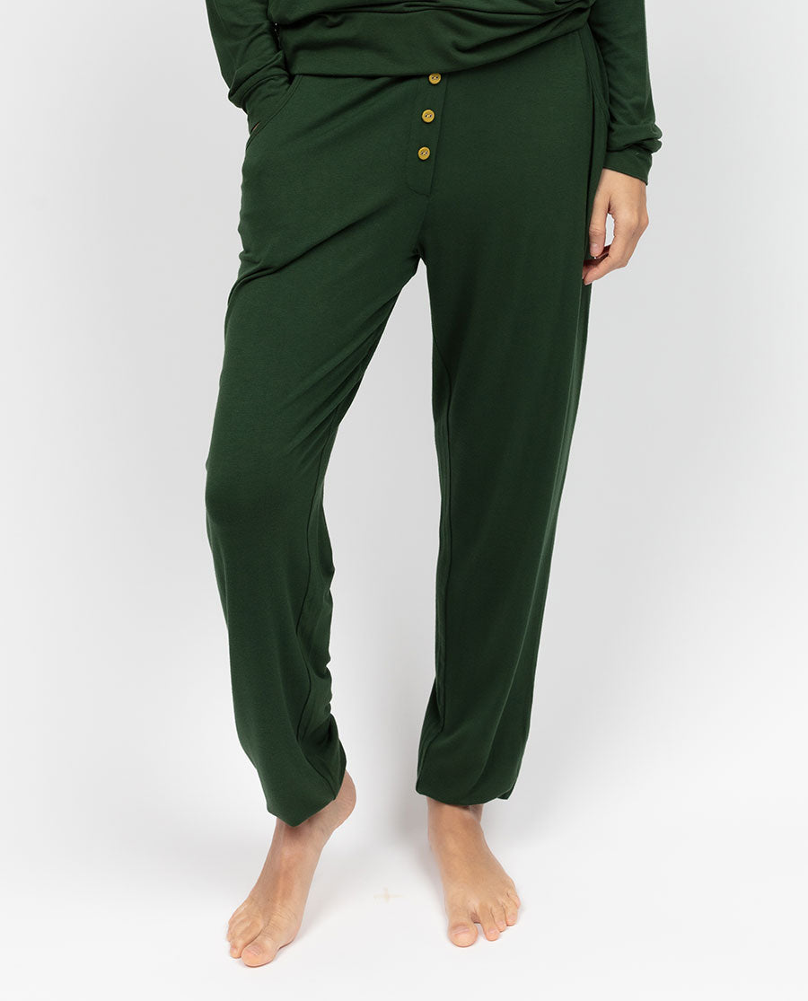 Bas de pyjama en jersey olive pour femme