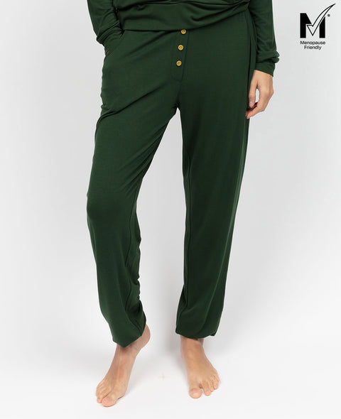 Olivgrüne Jersey-Pyjamahose für Damen