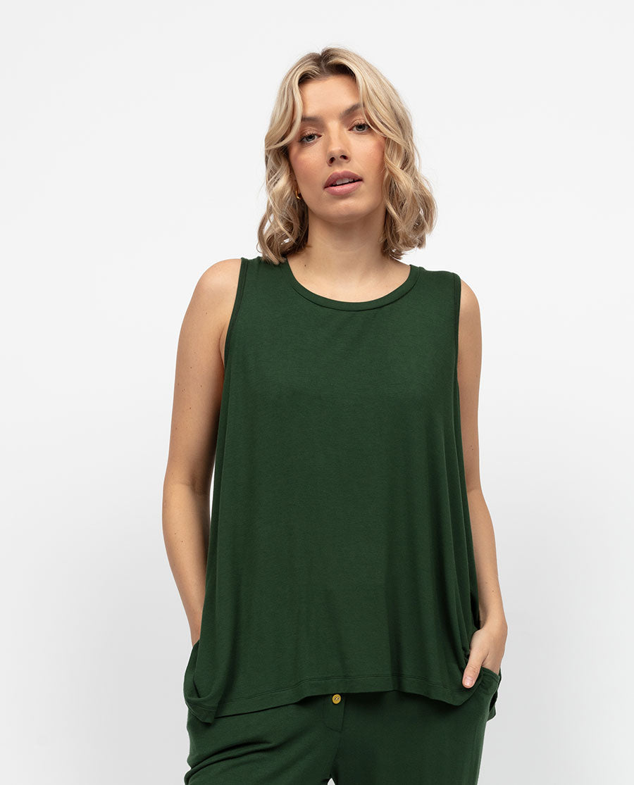 Olive Womens Jersey Relaxed Vest
