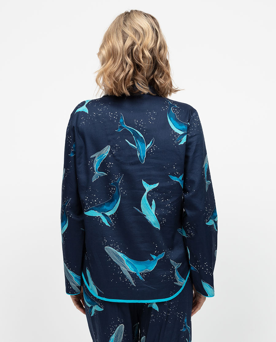 Marina Pyjamaoberteil mit Wal-Print für Damen