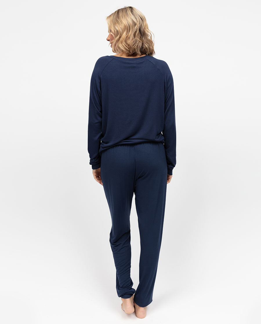 Marina Womens Navy Slouch Jersey Pyjama Set