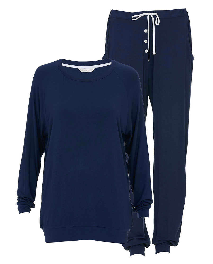 Marina Womens Navy Slouch Jersey Pyjama Set