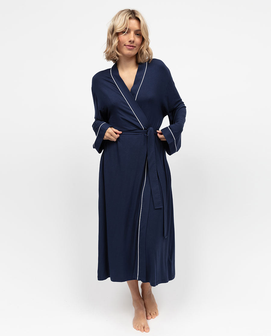 Marina Womens Jersey Long Dressing Gown - Cyberjammies Marina Womens Jersey Long Dressing Gown - Cyberjammies
