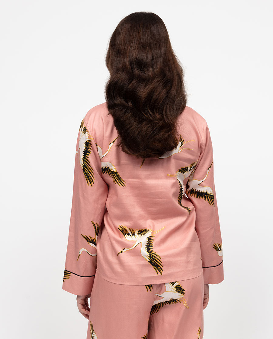 Bonnie Womens Crane Bird Print Pyjama Top
