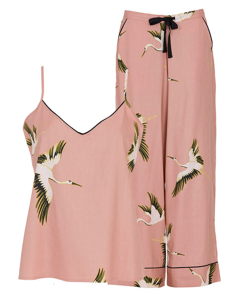 Bonnie Crane Bird Print Cami & Wide Leg Pyjama Set