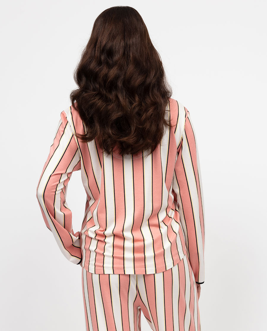 Bonnie Womens Stripe Printed Jersey Pyjama Top