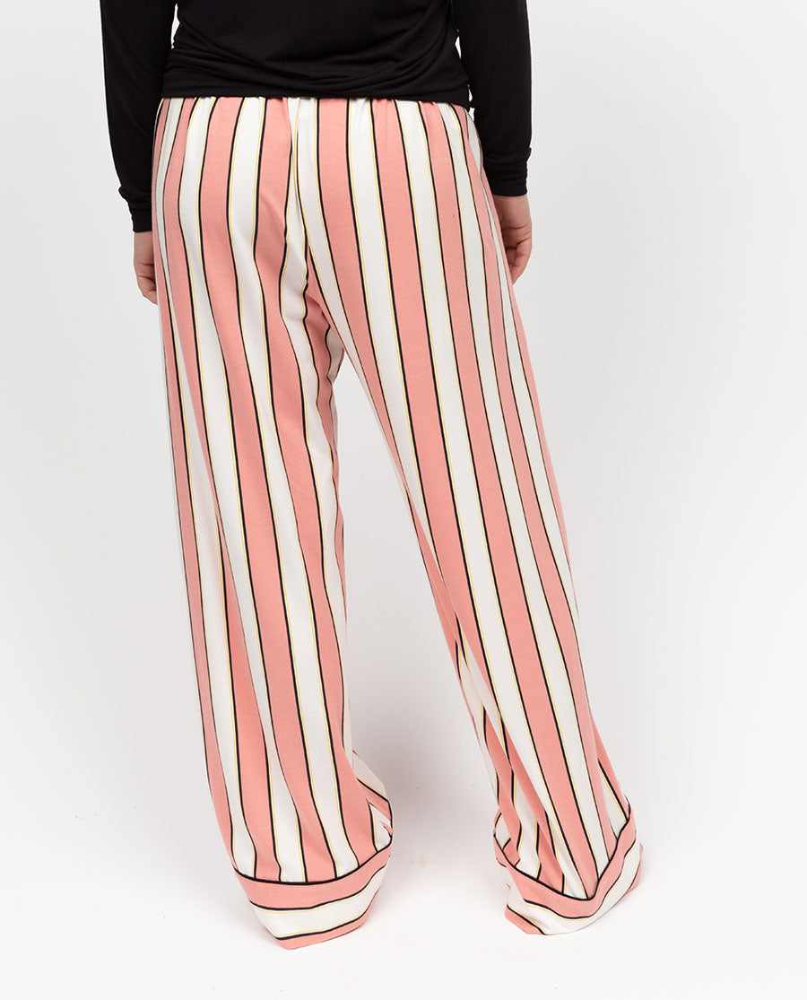 Bonnie Womens Stripe Printed Jersey Wide Leg Pyjama Bottoms