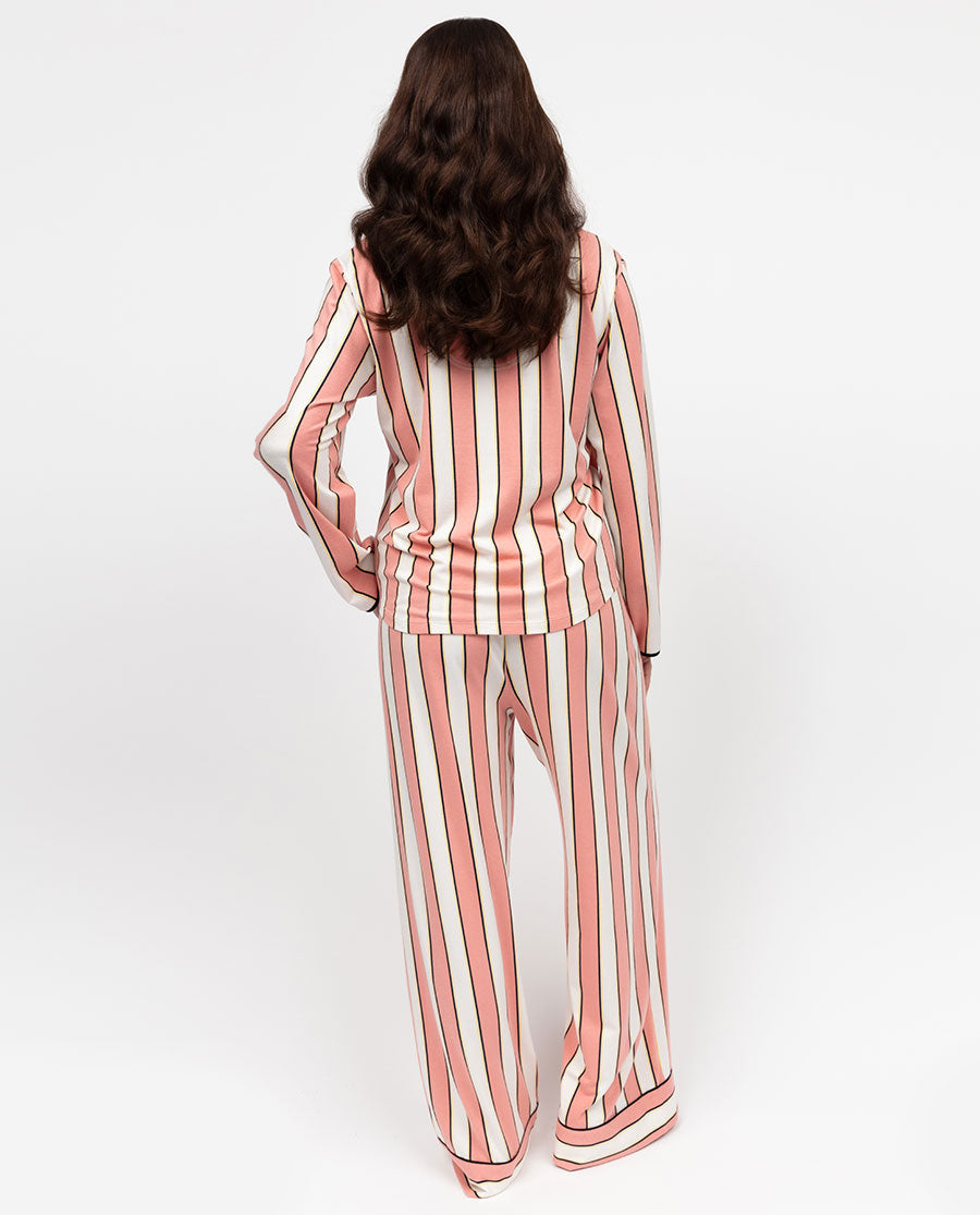 Bas de pyjama large en jersey imprimé à rayures pour femme Bonnie