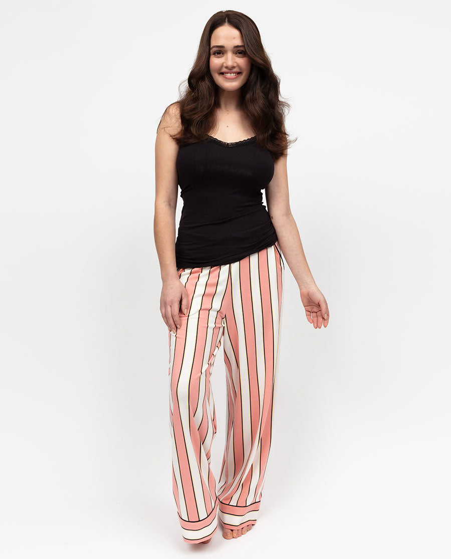 Bas de pyjama large en jersey imprimé à rayures pour femme Bonnie