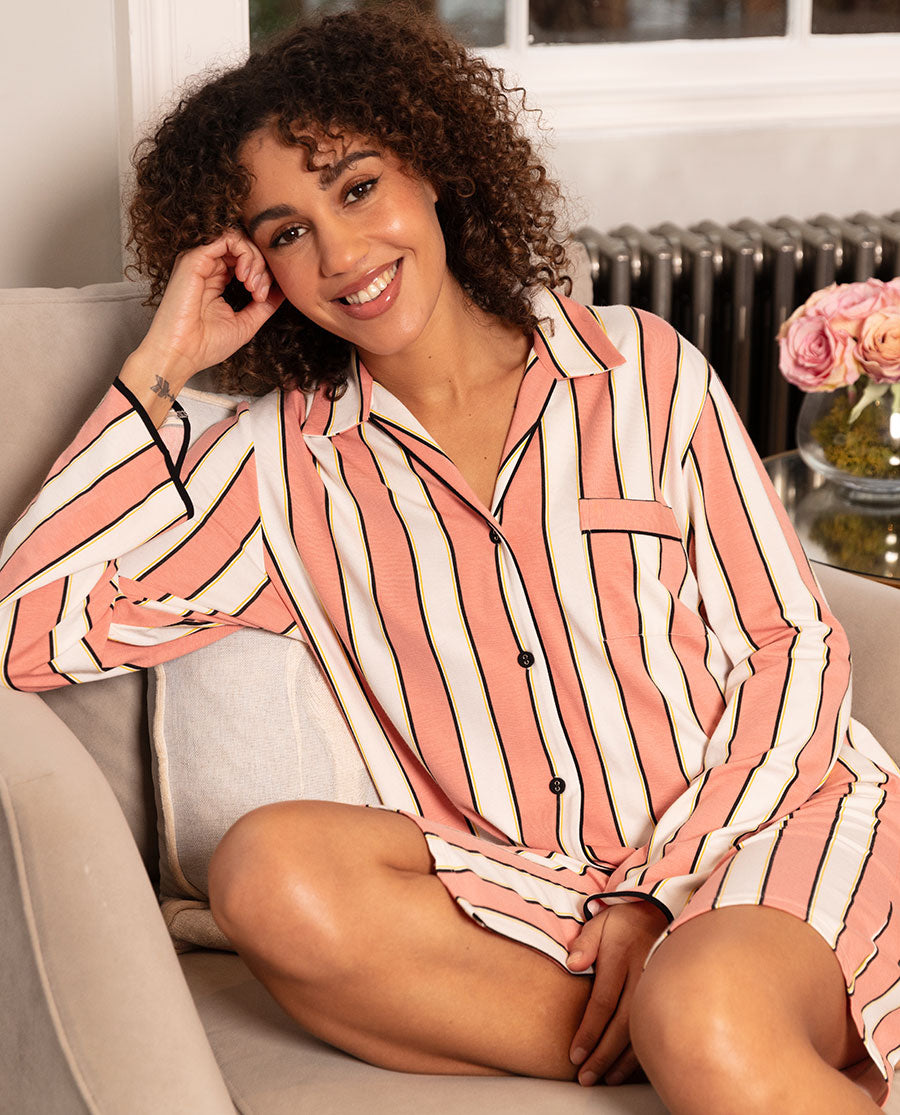 Bonnie Damen-Nachthemd aus Jersey mit Streifenmuster