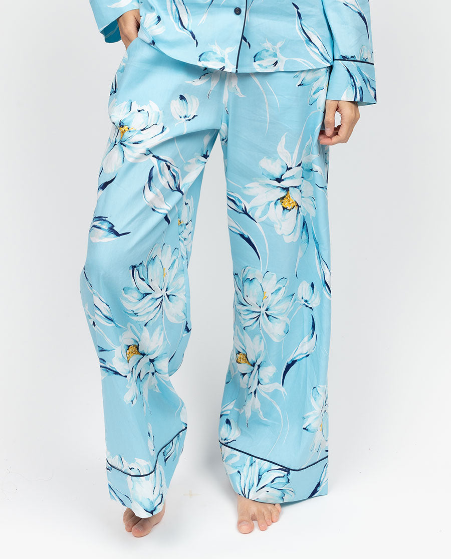 Madelyn Damen-Pyjamahose mit weitem Bein und Blumenmuster