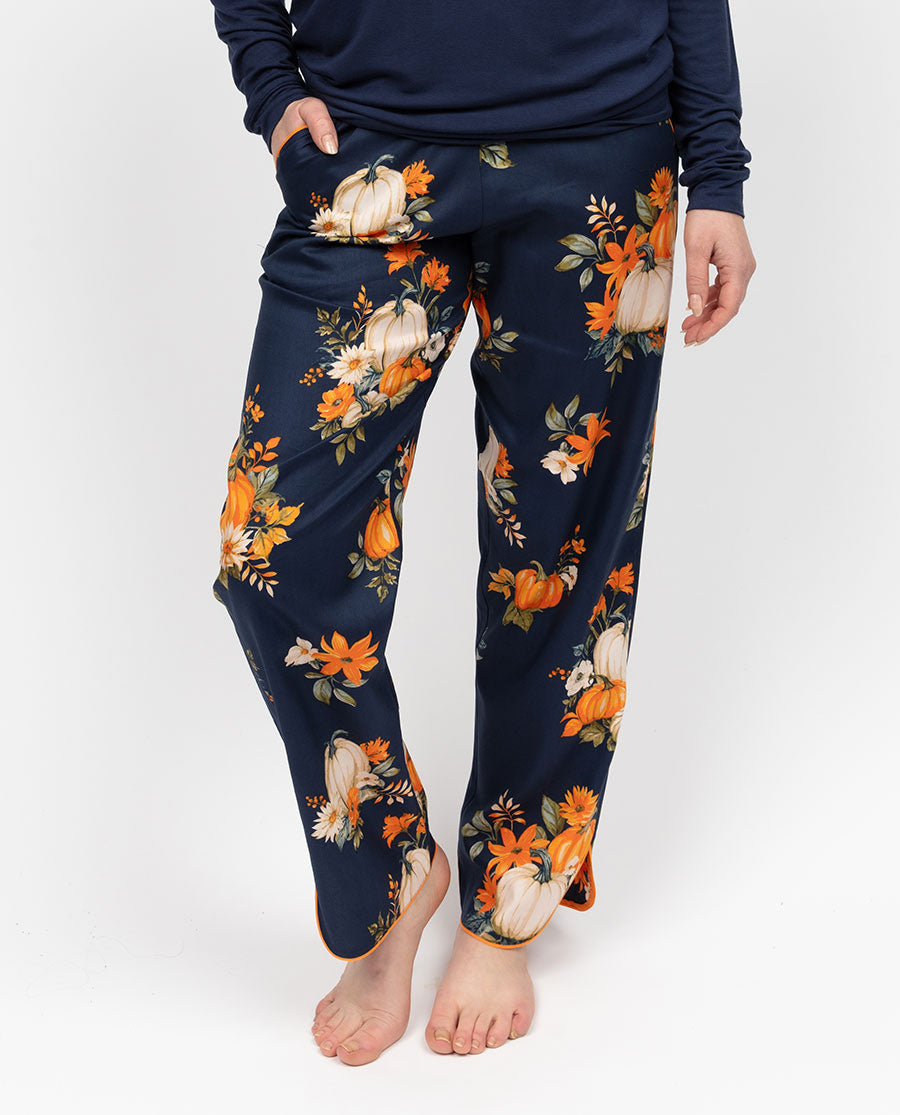 Auburn Damen-Pyjamahose mit Kürbis-Print