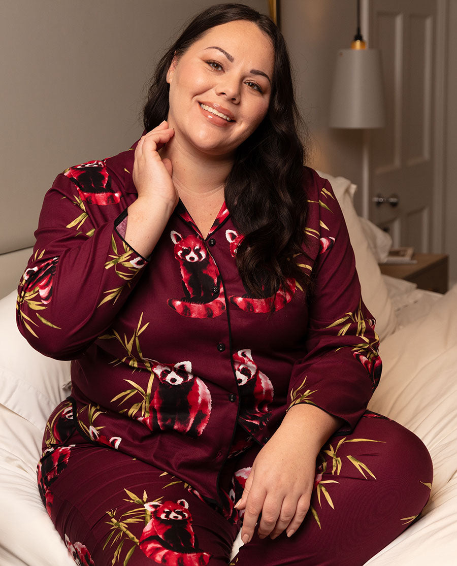 Yasmin Womens Red Panda Print Pyjama Bottoms