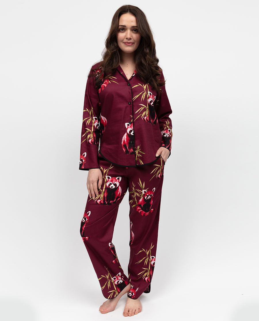 Yasmin Womens Red Panda Print Pyjama Bottoms