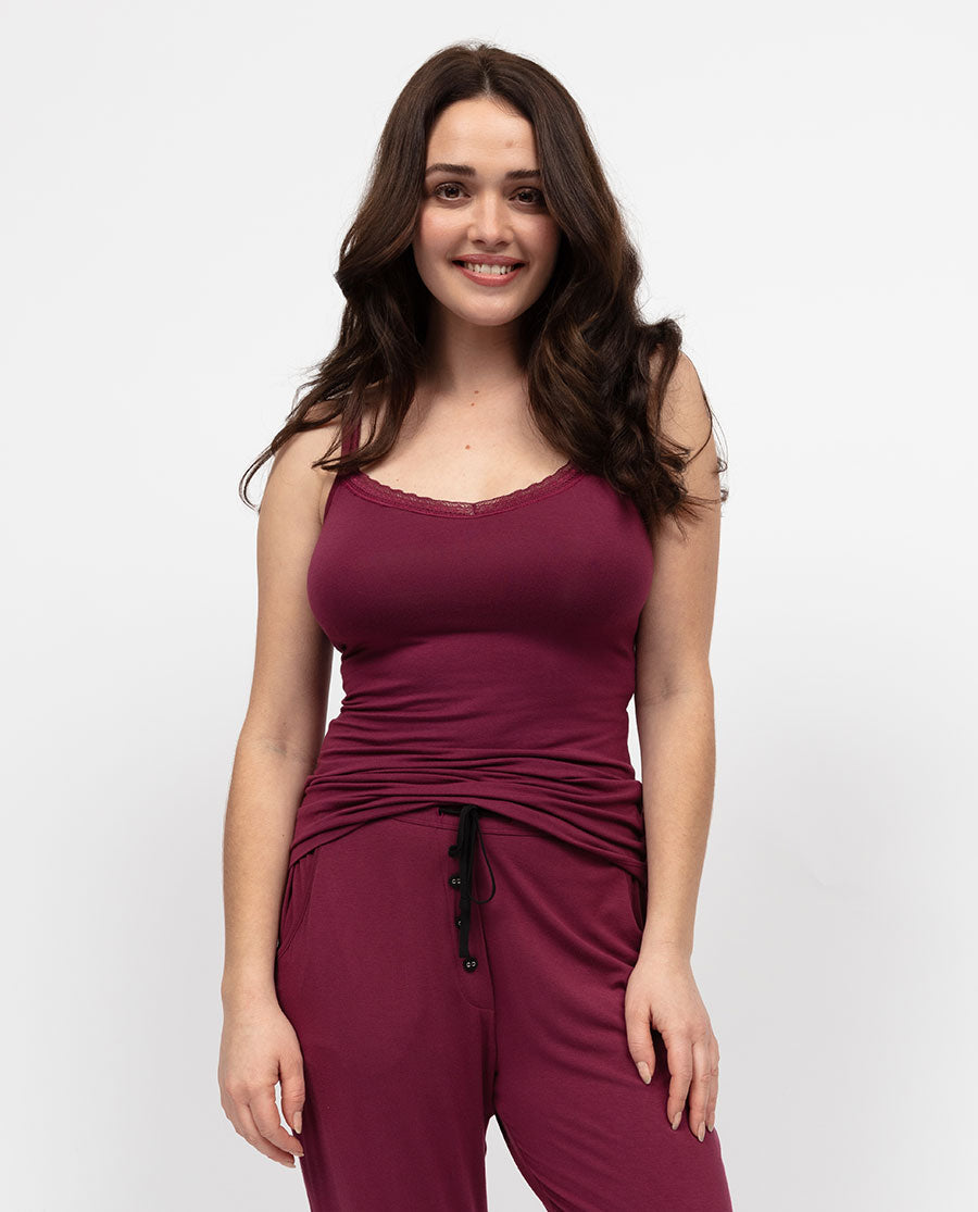 Yasmin Womens Lace Trim Jersey Hidden Support Vest