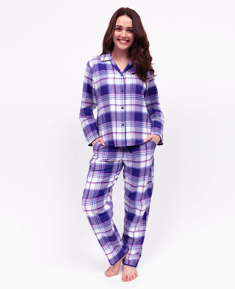 Evolet Womens Brushed Check Pyjama Set