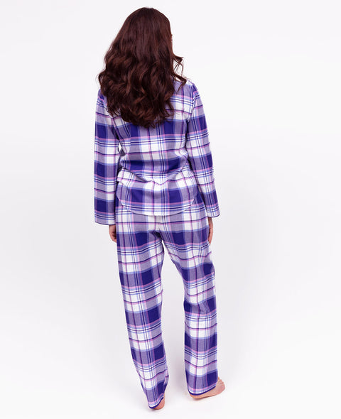 Evolet Womens Brushed Check Pyjama Set