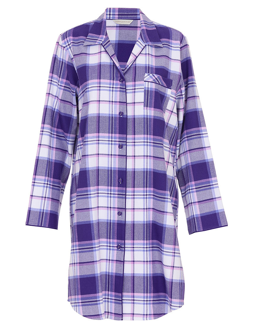 Evolet Womens Brushed Check Nightshirt