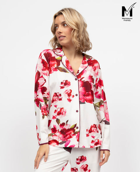 Isabella Womens Floral Printed Jersey Pyjama Top