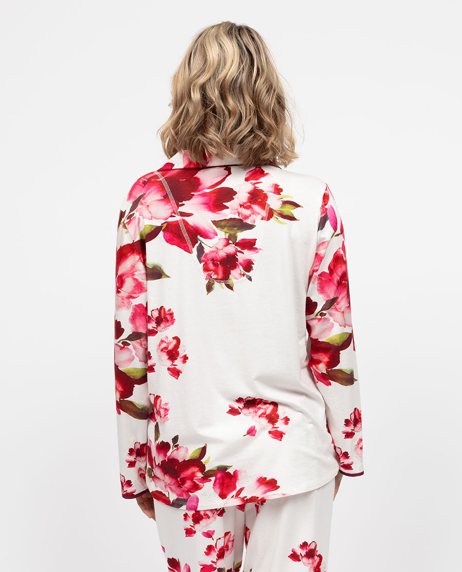 Isabella Damen-Pyjamaoberteil aus Jersey mit Blumenmuster