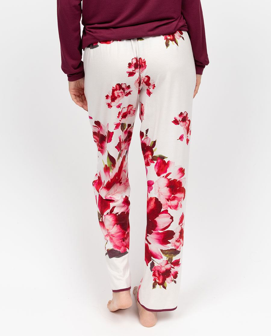 Isabella Damen-Pyjamahose aus Jersey mit Blumenmuster