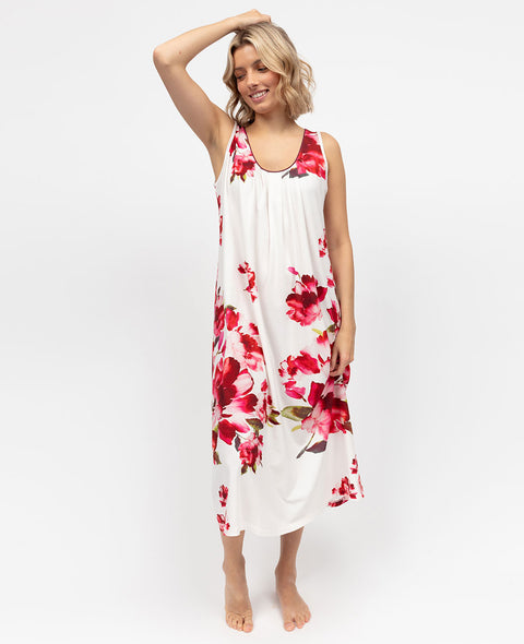 Isabella Womens Floral Printed Jersey Long Nightdress